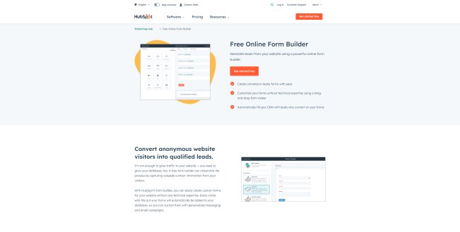 Constructeur de formulaire en ligne gratuit pour Hubspot