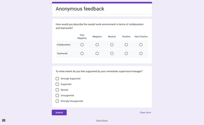 Desative a coleta de e-mails para criar pesquisas de feedback anônimas com o Google Forms