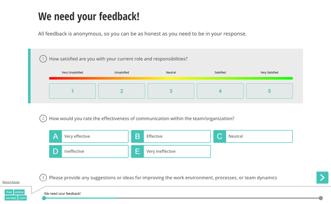 使用 FreeOnlineSurveys 收集匿名反馈意见